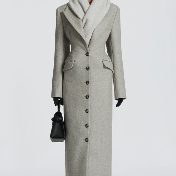 Tailored Long Trench Coat in Light Gray - Picture 3 of 6
